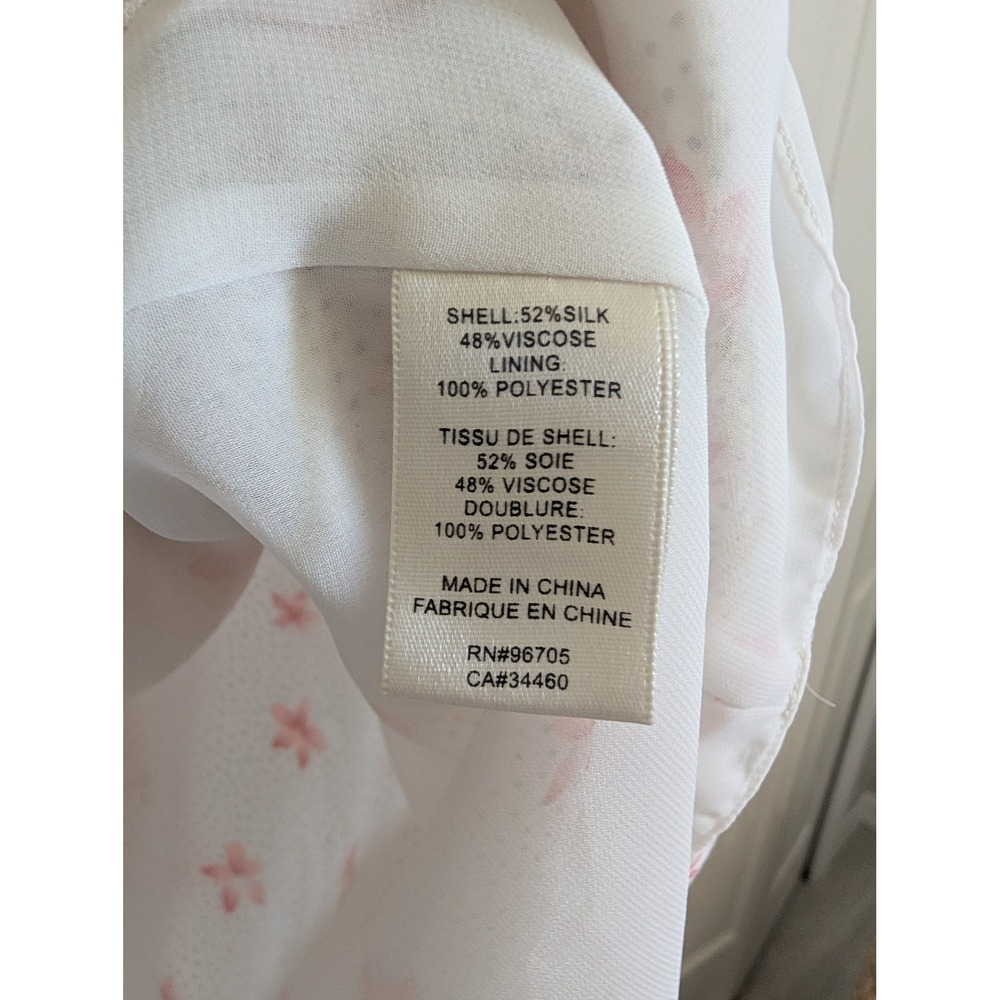 Rebecca Taylor Silk Blend Floral Polka Dot Flutter Sleeve Smocked Dress Large - Picture 4 of 4